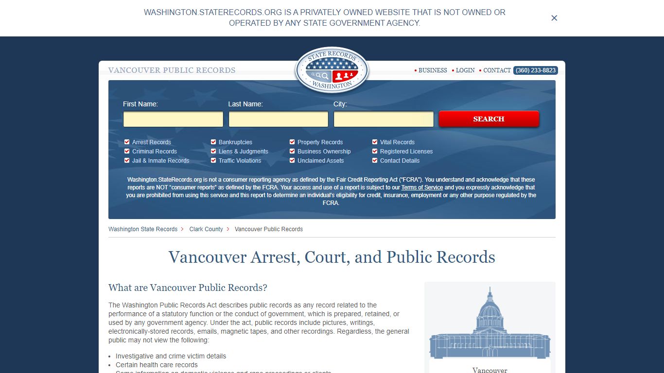 Vancouver Arrest and Public Records | Washington ...